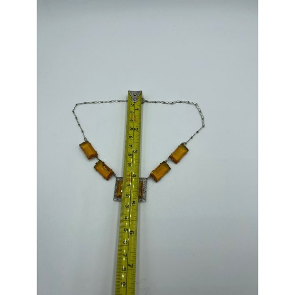 Antique Deco Sterling & Amber Czech Glass Festoon - Picture 8 of 9